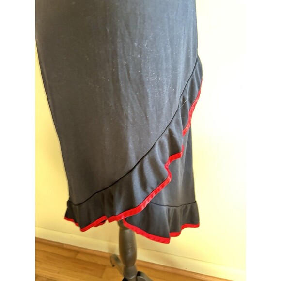 RUBY ROX Vntg Y2K Black Red Ruffle Flamenco Asymmetrical Hem Halter Dress Jr L - Picture 5 of 8